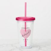 Bridesmaid Pink Heart Brautparty Personalisiert Acryltrinkbecher (Vorderseite)