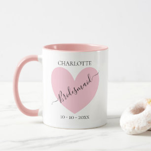 Bridesmaid Pink Heart Brautparty Personalisiert Tasse