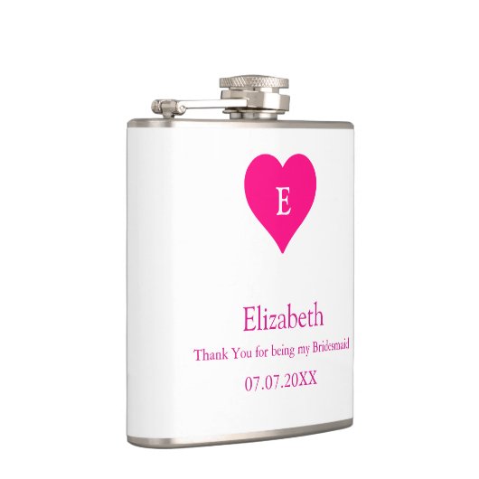 Bridesmaid Pink Heart Custom Gift Flachmann (Rechts)