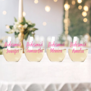 Bridesmaid Pink Individuelle Name Geschenke Hochze Weinglas Ohne Stiel