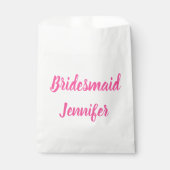 Bridesmaid Pink Individuelle Name Wedding Bachelor Geschenktütchen (Vorderseite)