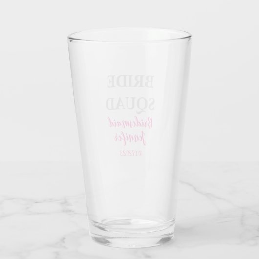 Bridesmaid Pink Individuelle Name Wedding Bachelor Glas (Rückseite)