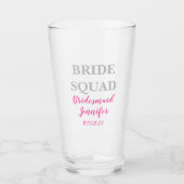Bridesmaid Pink Individuelle Name Wedding Bachelor Glas (Vorderseite)