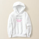 Bridesmaid Pink Individuelle Name Wedding Bachelor Hoodie<br><div class="desc">Schöne Kalligraphie, rosa Bridesmaid hoodie Perfect for Wedding Papier hoodie. Brautkommando.</div>