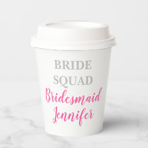 Bridesmaid Pink Individuelle Name Wedding Bachelor Pappbecher