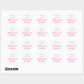 Bridesmaid Pink Individuelle Name Wedding Bachelor Runder Aufkleber (Blatt)