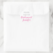 Bridesmaid Pink Individuelle Name Wedding Bachelor Runder Aufkleber (Tasche)