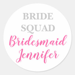 Bridesmaid Pink Individuelle Name Wedding Bachelor Runder Aufkleber