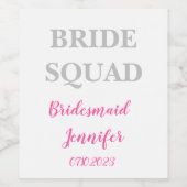 Bridesmaid Pink Individuelle Name Wedding Bachelor Weinetikett (Einzelnes Label)