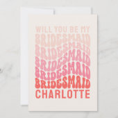 Bridesmaid Pink modern mädchenhaft Retro 60er Jahr Einladung (Vorderseite)