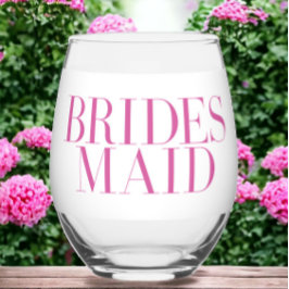 Bridesmaid Pink Modern Personalisiert Weinglas Ohne Stiel