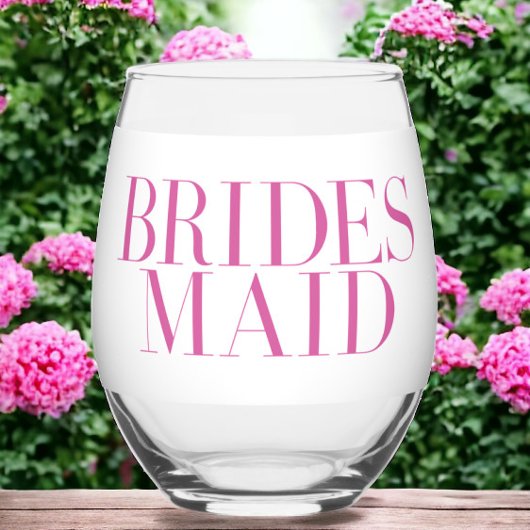 Bridesmaid Pink Modern Personalisiert Weinglas Ohne Stiel