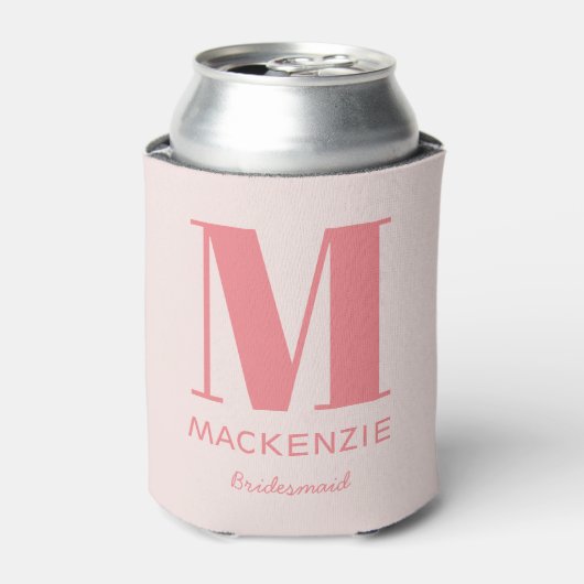 Bridesmaid Pink Monogram Name Dosenkühler (Kanne Vorderseite)