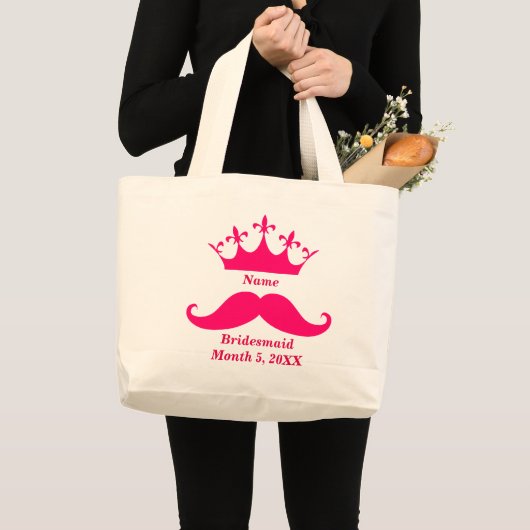 Bridesmaid Pink Mustache Jumbo Tasche (Vorderseite (Produkt))