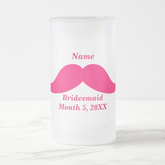 Bridesmaid Pink Mustache Mattiert Glass Tasse (Mittel)
