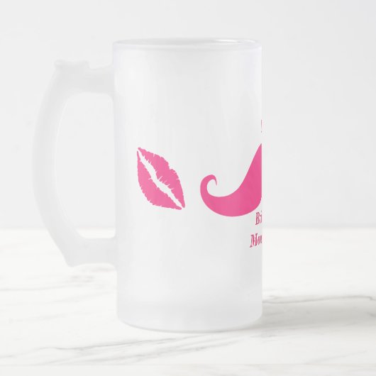 Bridesmaid Pink Mustache Mattiert Glass Tasse (Links)