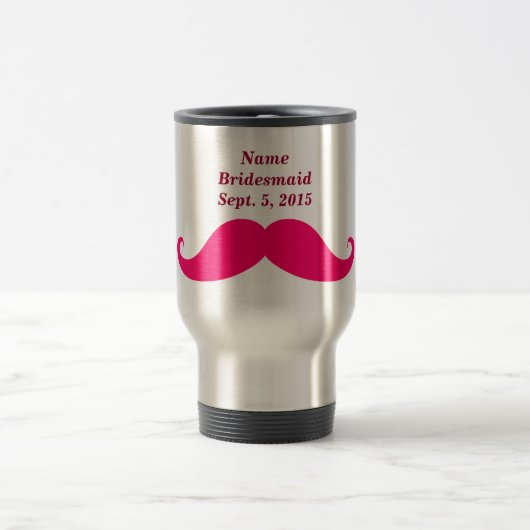 Bridesmaid Pink Mustache Travel/Pendlerin Tasse (Mittel)