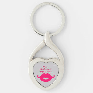 Bridesmaid Pink Mustache Twisted Herz Keychain Schlüsselanhänger