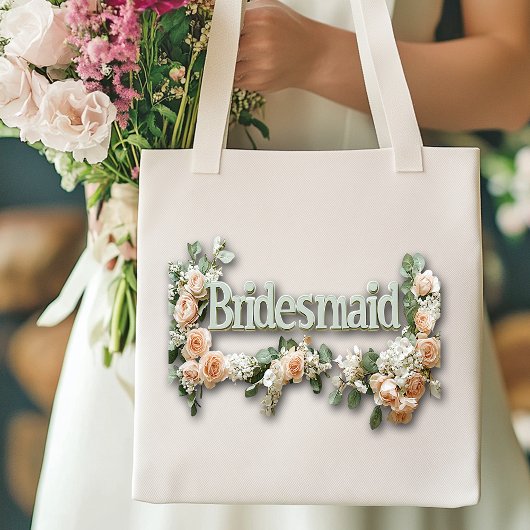 Bridesmaid Pink Roses Hellgrün Hintergrund Tasche