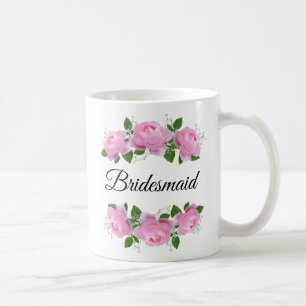 Bridesmaid Pink Roses Personalisiert Kaffee Tasse
