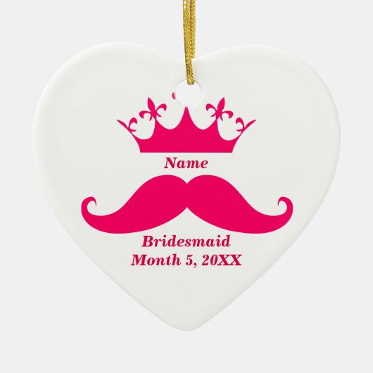Bridesmaid Pink Tiara und Mustache Herz Ornament (Vorne)
