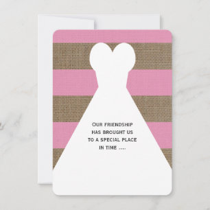 Bridesmaid Pink und Burlap Blick auf Papier Einladung