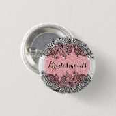 BridesMaid Pink White and Black Paisley Lace Button (Vorne & Hinten)