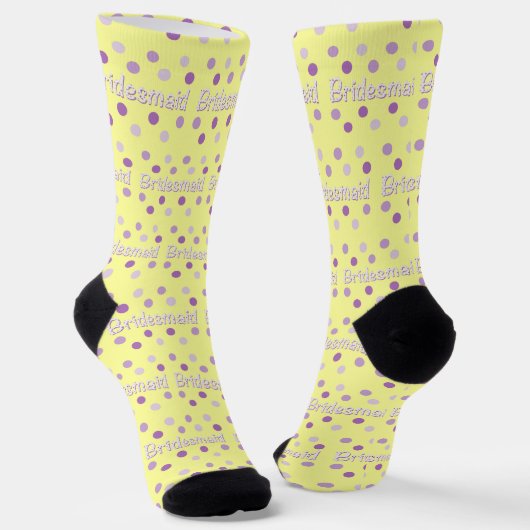 Bridesmaid Polka Dot Pattern auf gelben Socken (Gewinkelt)