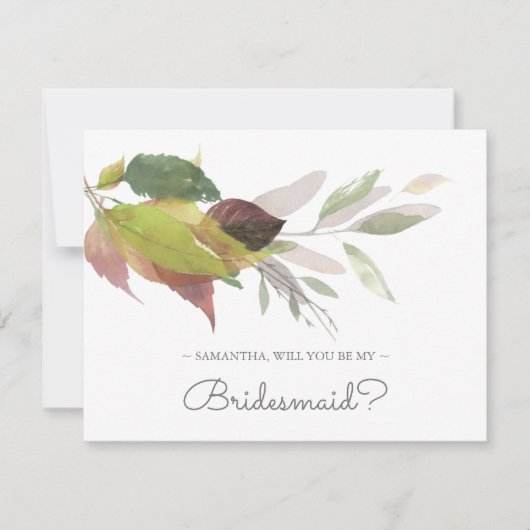 BRIDESMAID PROPOSAL card, Autumn Greenery Einladung (Vorderseite)