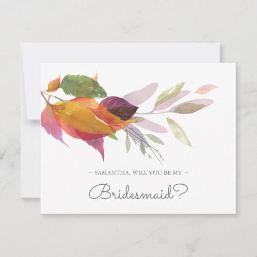 BRIDESMAID PROPOSAL card, Fall Greenery Einladung (Vorderseite)