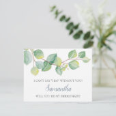 BRIDESMAID PROPOSAL card, Greenery Eukalyptus Einladung (Stehend Vorderseite)