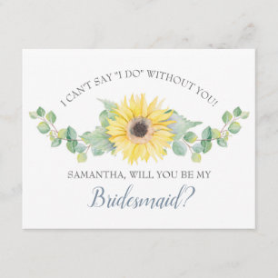 BRIDESMAID PROPOSAL card, Greenery Sunflower Einladung