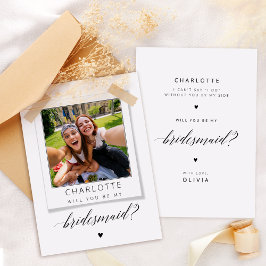 Bridesmaid Proposal Card Rustic Photo Feiertagskarte