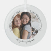 Bridesmaid proposal Christmas Photo Ornament Aus Glas (Vorderseite)