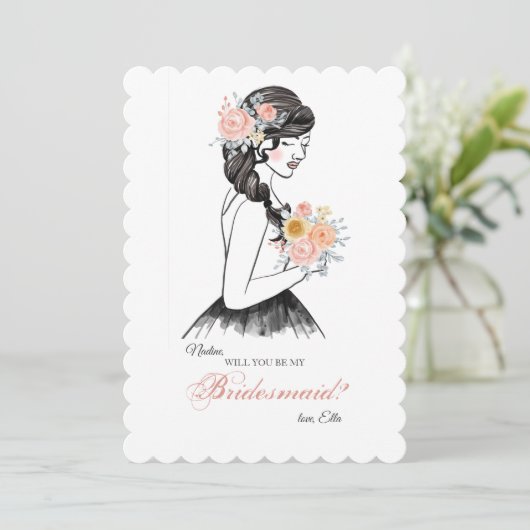 Bridesmaid Request Card Einladung (Stehend Vorderseite)