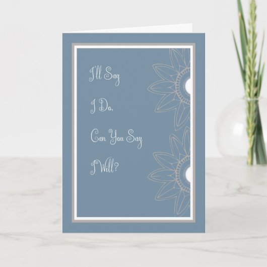 Bridesmaid Request Card in Medium Blue & Blume Einladung (Vorderseite)