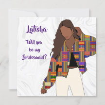 Bridesmaid Request Card mit Girl in Kente Jacket