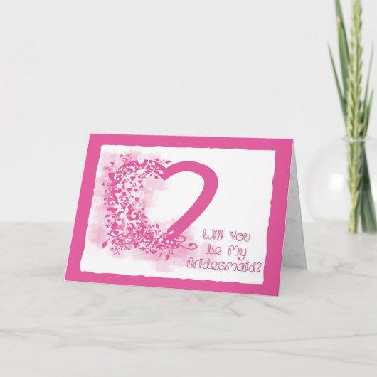 Bridesmaid Request Pink Heart Einladung (Vorderseite)