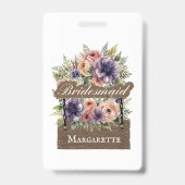 Bridesmaid Retro Rustikal farbenfroh florale Farbe Ausweis (Rückseite)