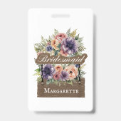 Bridesmaid Retro Rustikal farbenfroh florale Farbe Ausweis (Vorderseite)