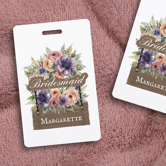 Bridesmaid Retro Rustikal farbenfroh florale Farbe Ausweis