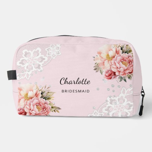 Bridesmaid rosa Blumensträuße Waschbeutel (Vorderseite)