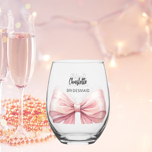 Bridesmaid rosa Bogen Weinglas Ohne Stiel