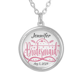 Bridesmaid rosa Herzen personalisierte Brautgesche Versilberte Kette