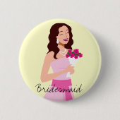 Bridesmaid Rosa-Hochzeitsbraun Button (Vorderseite)