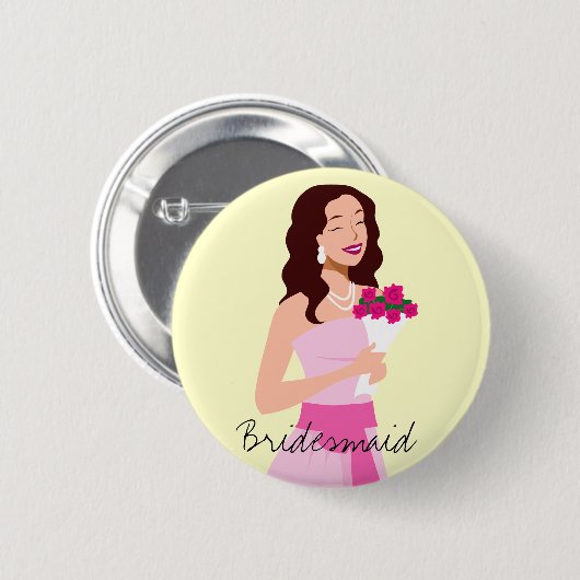 Bridesmaid Rosa-Hochzeitsbraun Button (Vorne & Hinten)