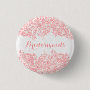 BridesMaid Rosa Spitzen Weißer Hintergrund Button