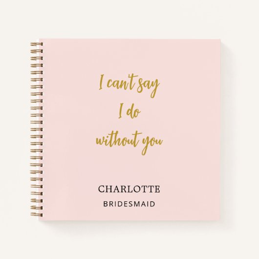 Bridesmaid-Rosa-Zitat Notizblock (Vorderseite)