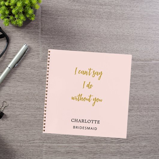 Bridesmaid-Rosa-Zitat Notizblock