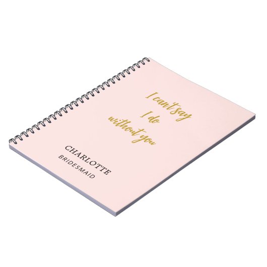Bridesmaid-Rosa-Zitat Notizblock (Linke Seite)